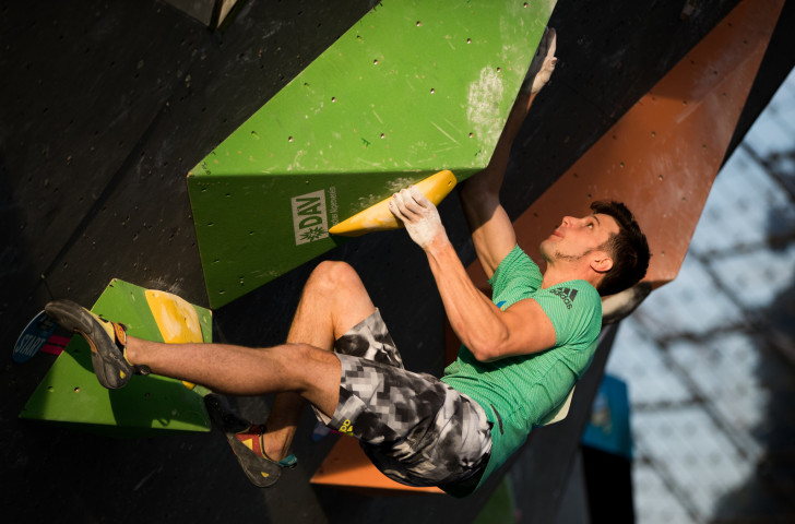 Slovenia's Jernej Kruder leads the IFSC Bouldering World Cup rankings by four points going into the Munich finale that starts tomorrow ©Getty Images  