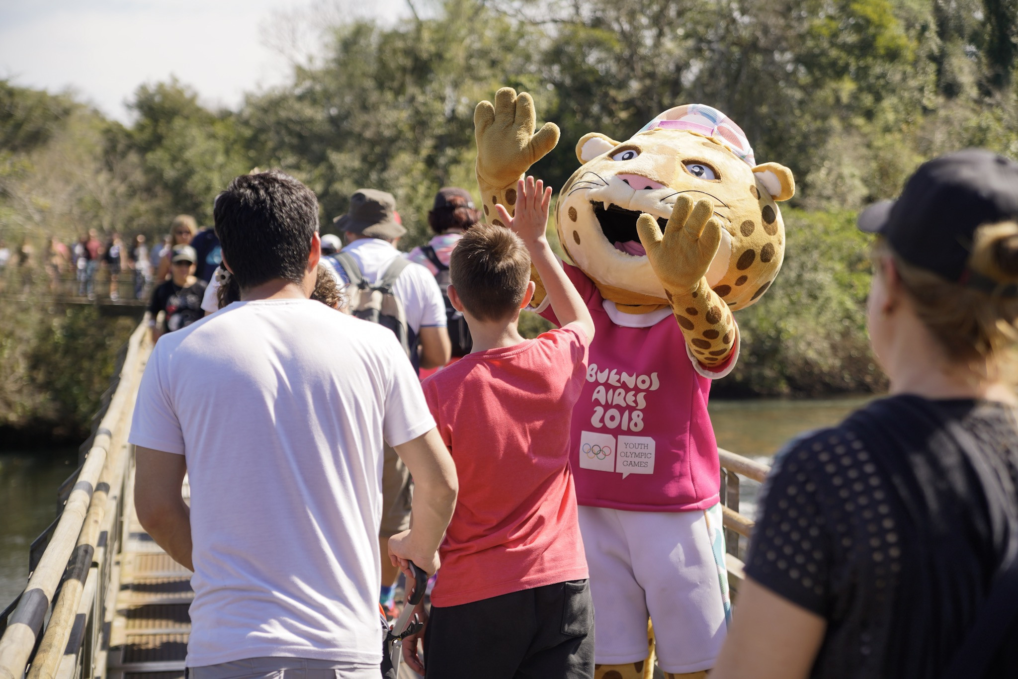 Buenos Aires 2018 mascot #Pandi the jaguar was also in attendance at the Falls ©Buenos Aires 2018