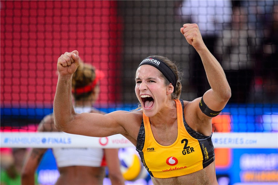 Germany’s top seeds Chantel Labourer and Julia Sude revived their chances in the women’s event ©FIVB