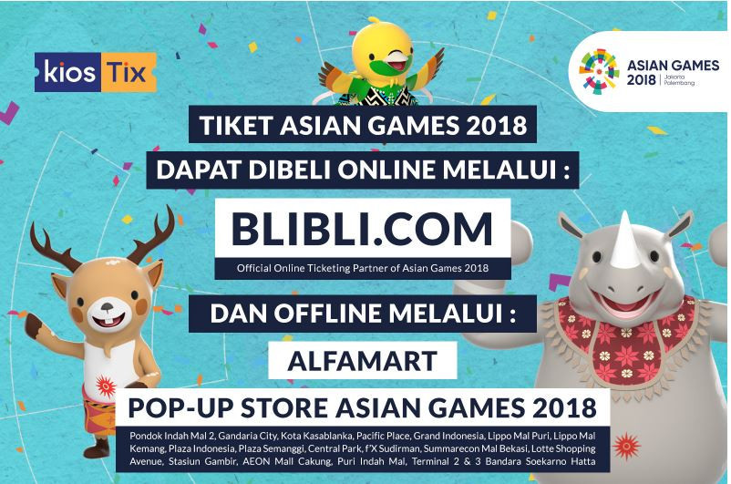 KiosTix has enlisted the help of Blibli.com to try and sell tickets for the Asian Games ©KiosTix