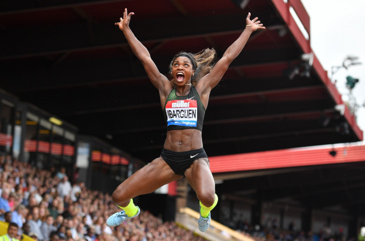Colombia's Olympic triple jump gold medallist Caterine Ibarguen provided lots of colour, but was beaten by Germany's European champion Malaika Mihambo, who set a meeting record 6.96m ©Getty Images  