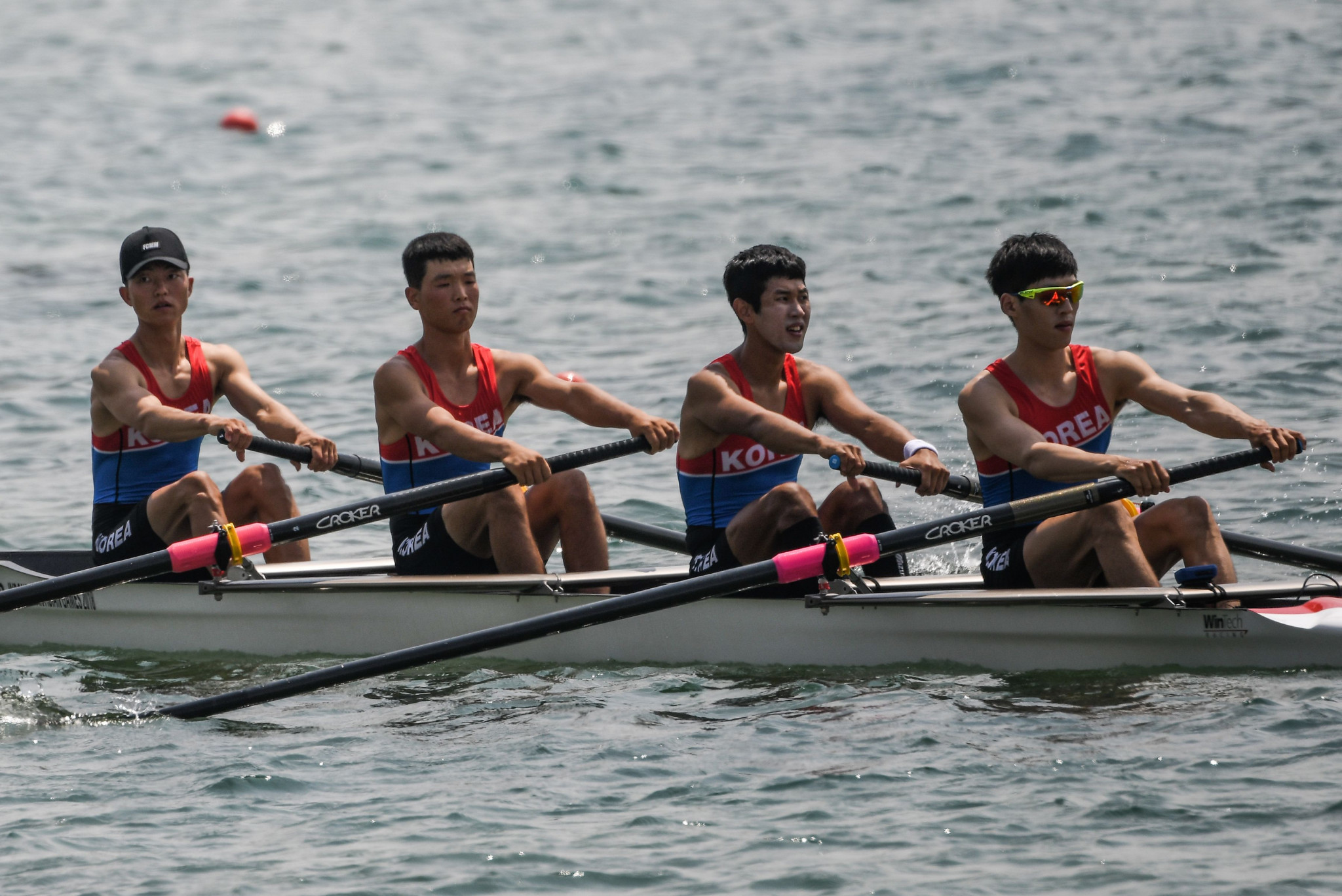 The two Korea's rowed together in the men's lightweight four heats, though it was an unimpressive debut. They finished last in their heat ©Getty Images