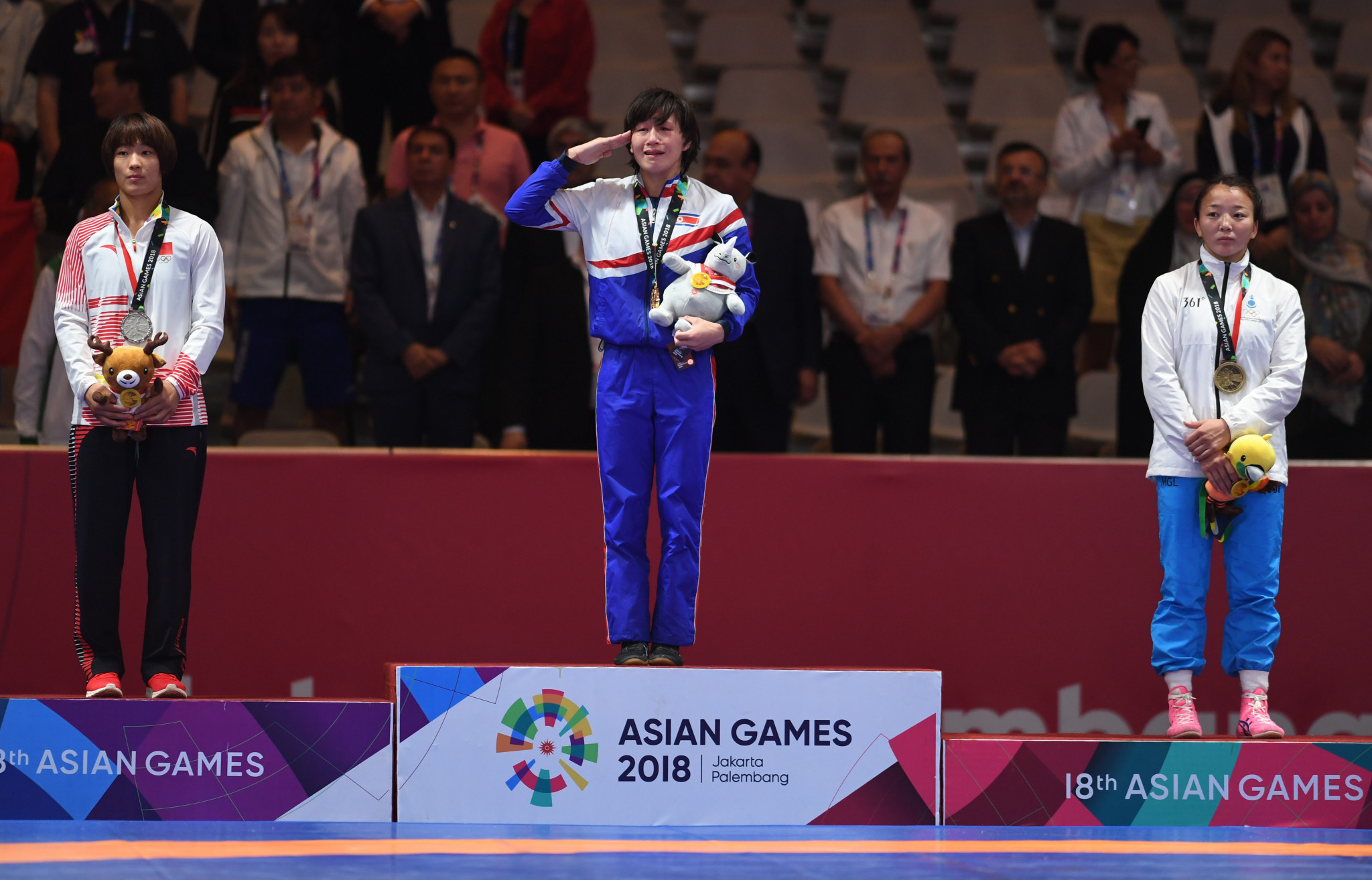 Fellow countrywoman Jong Myong Suk tasted victory in the 57kg event ©Getty Images