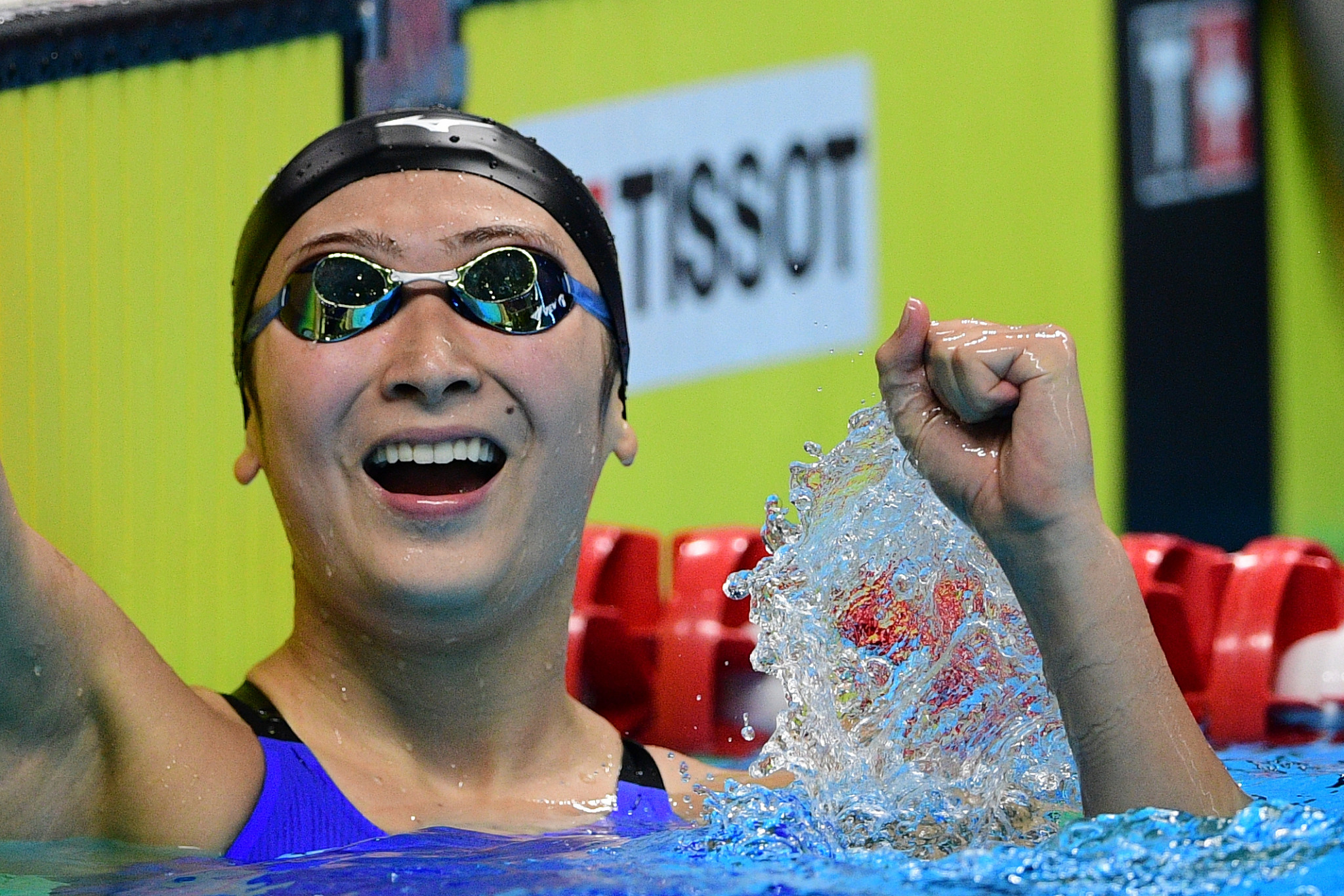 Japan's Rikako Ikee won two golds and set two Games records, at the GBK Aquatics Centre ©Getty Images