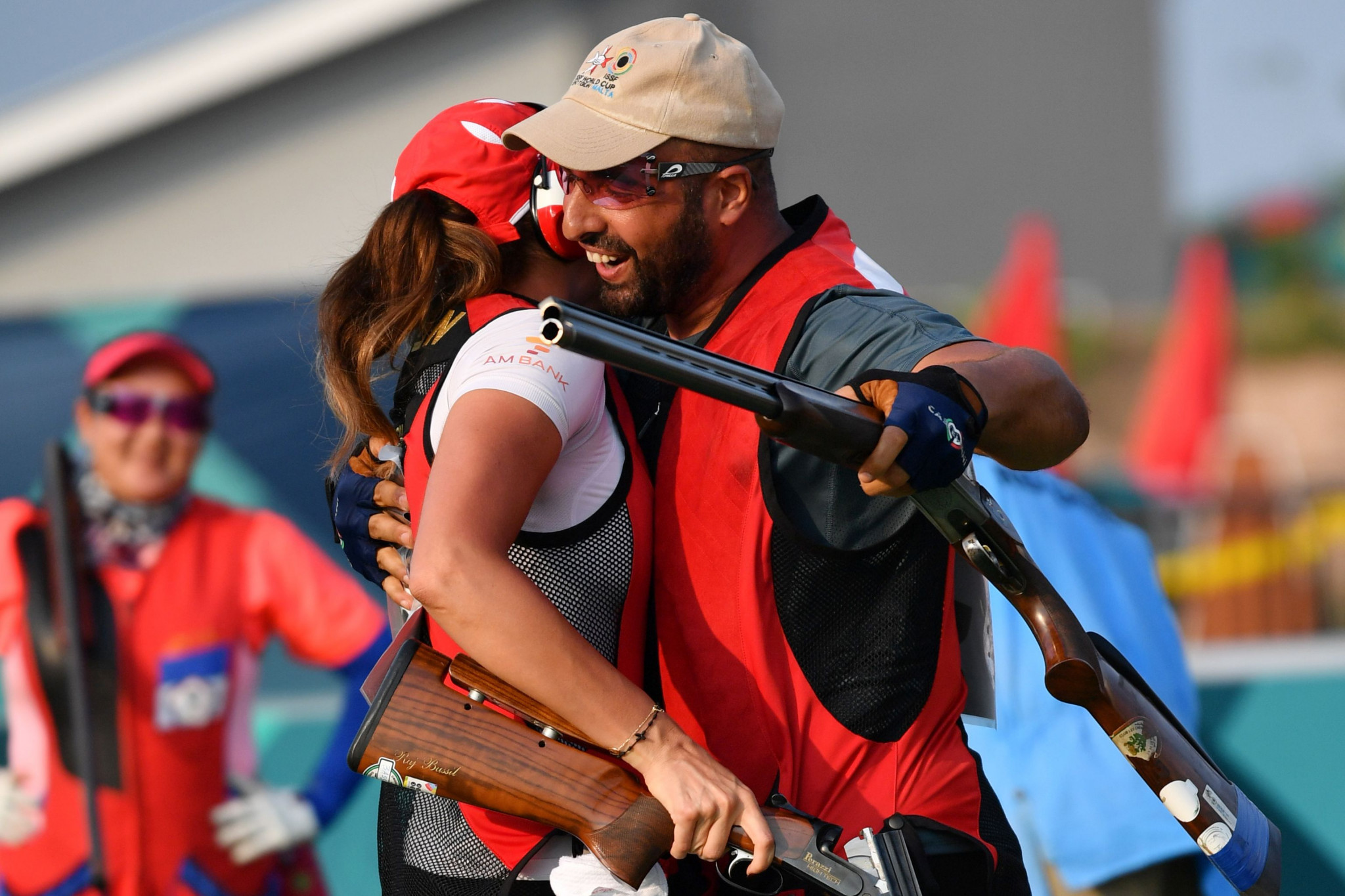 Lebanon's Ray Bassil and Alain
Moussa won the first ever Asian Games gold in the mixed team trap final ©Getty Images