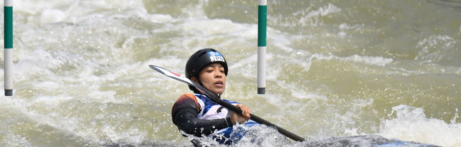 Aki Yazawa completed a canoe/kayak slalom double for Japan with victory in the women's singles kayak ©Asian Games 2018