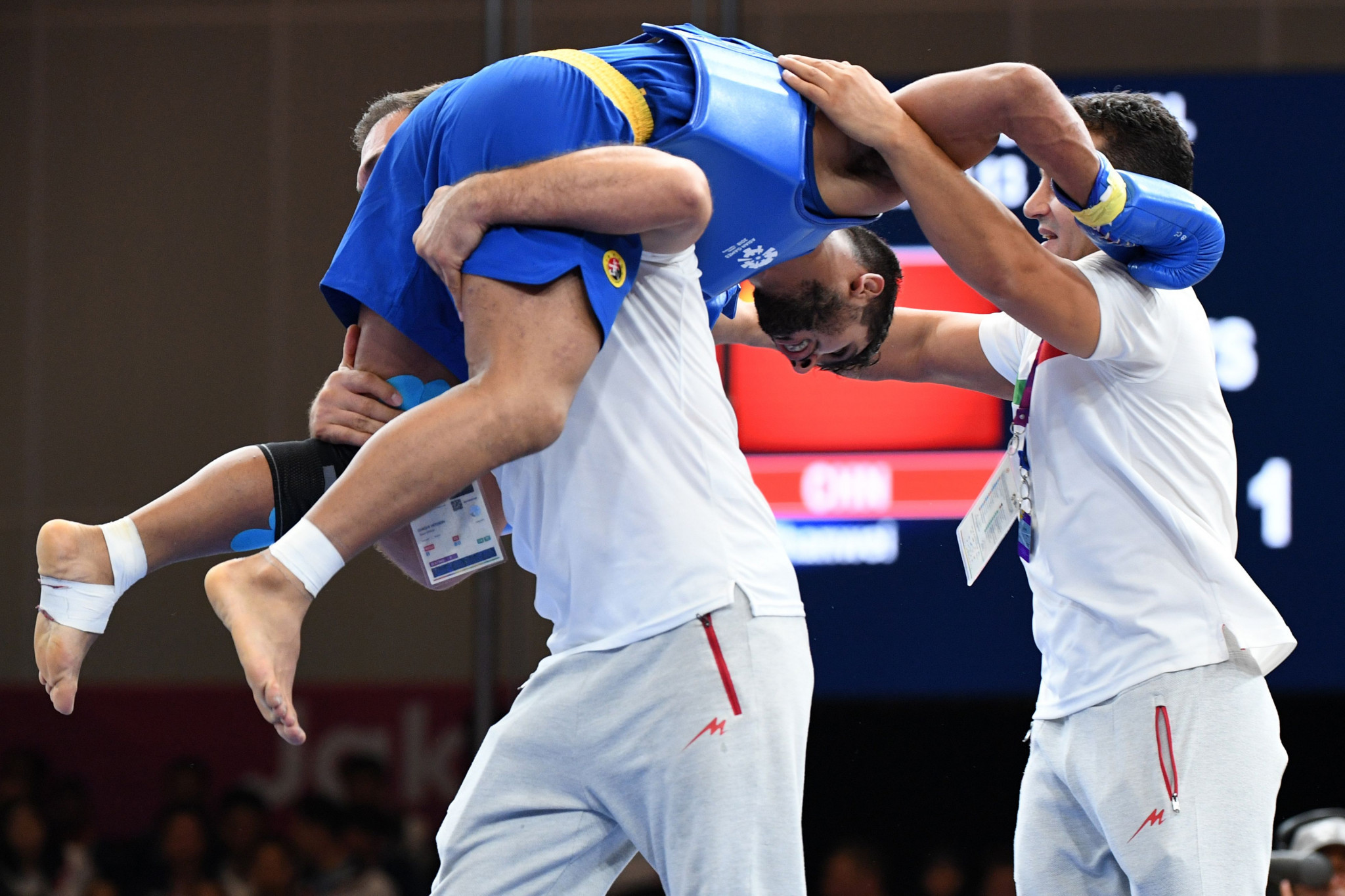 Beating China here is such a feat, that when Iran's Mohsen Mohammadseifi managed it in the men's 70kg sanda final, the celebrations were wild ©Getty Images