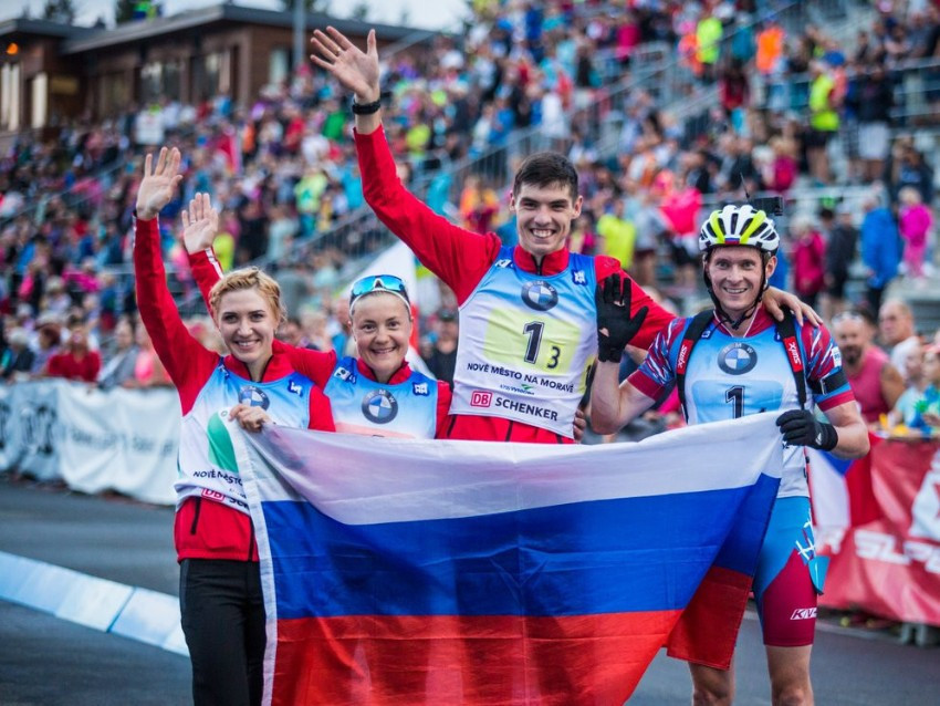 Russia won the first senior gold medal of the Summer Biathlon World Championships in the mixed relay ©IBU