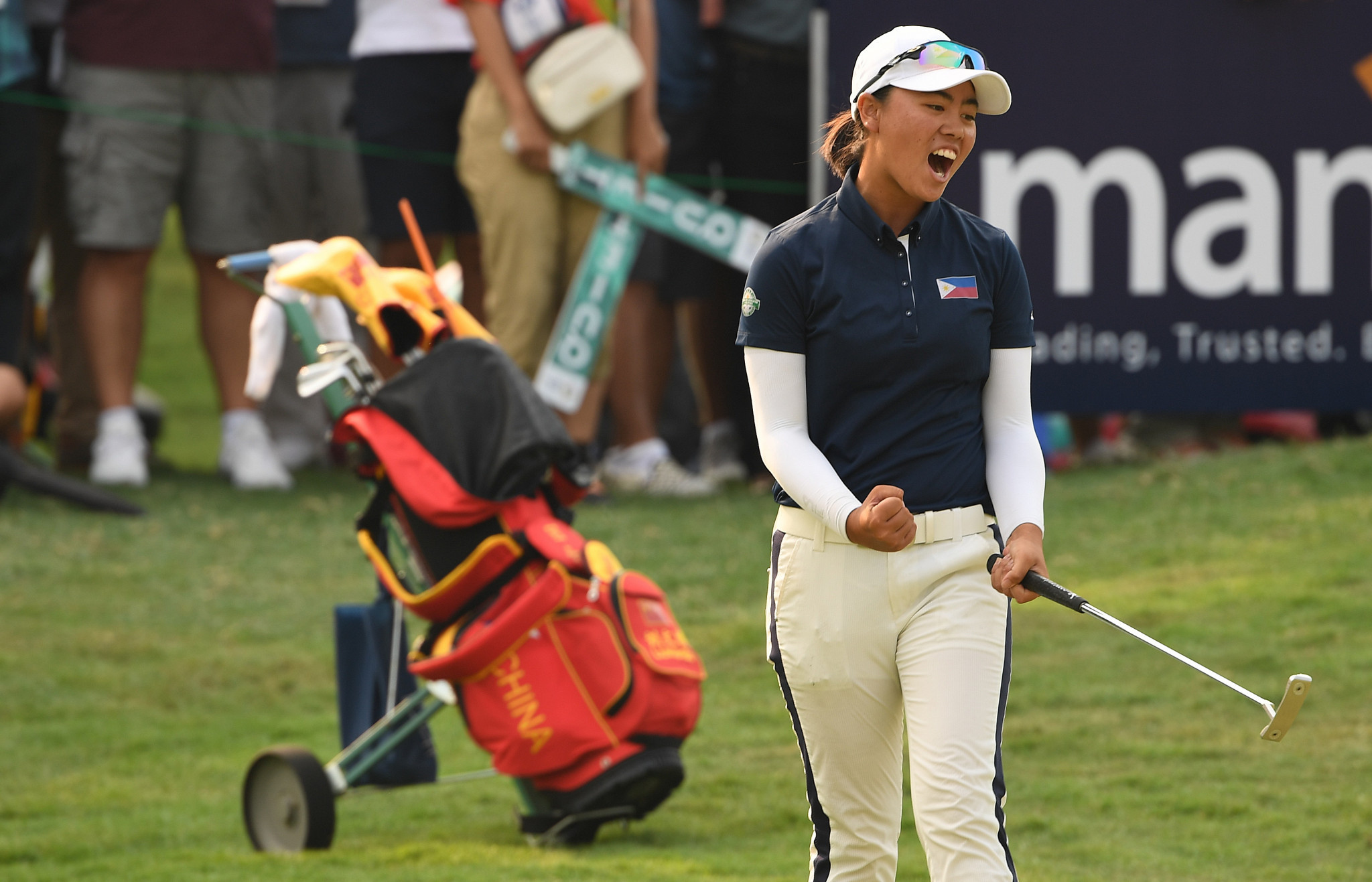 The Philippines' Yuka Saso won the women's individual golf competition after a dramatic final round at the Pondok Indah Golf and Country Club ©Getty Images
