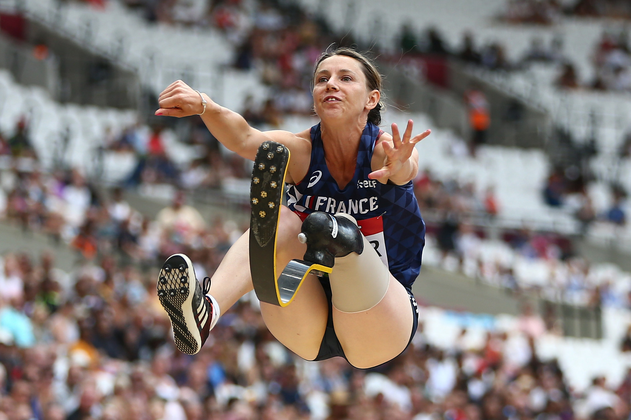 Marie-Amelie Le Fur of France set a world record of 6.01m in the T64 long jump in Berlin ©Getty Images  
