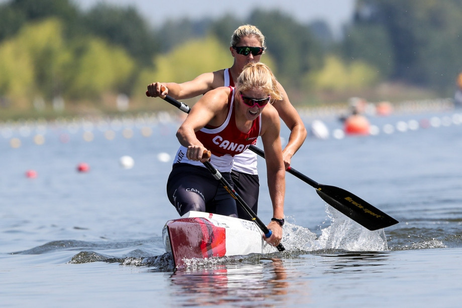 Canada’s Laurence Vincent-Lapointe and Katie Vincent clinched the C2 500m title ©ICF