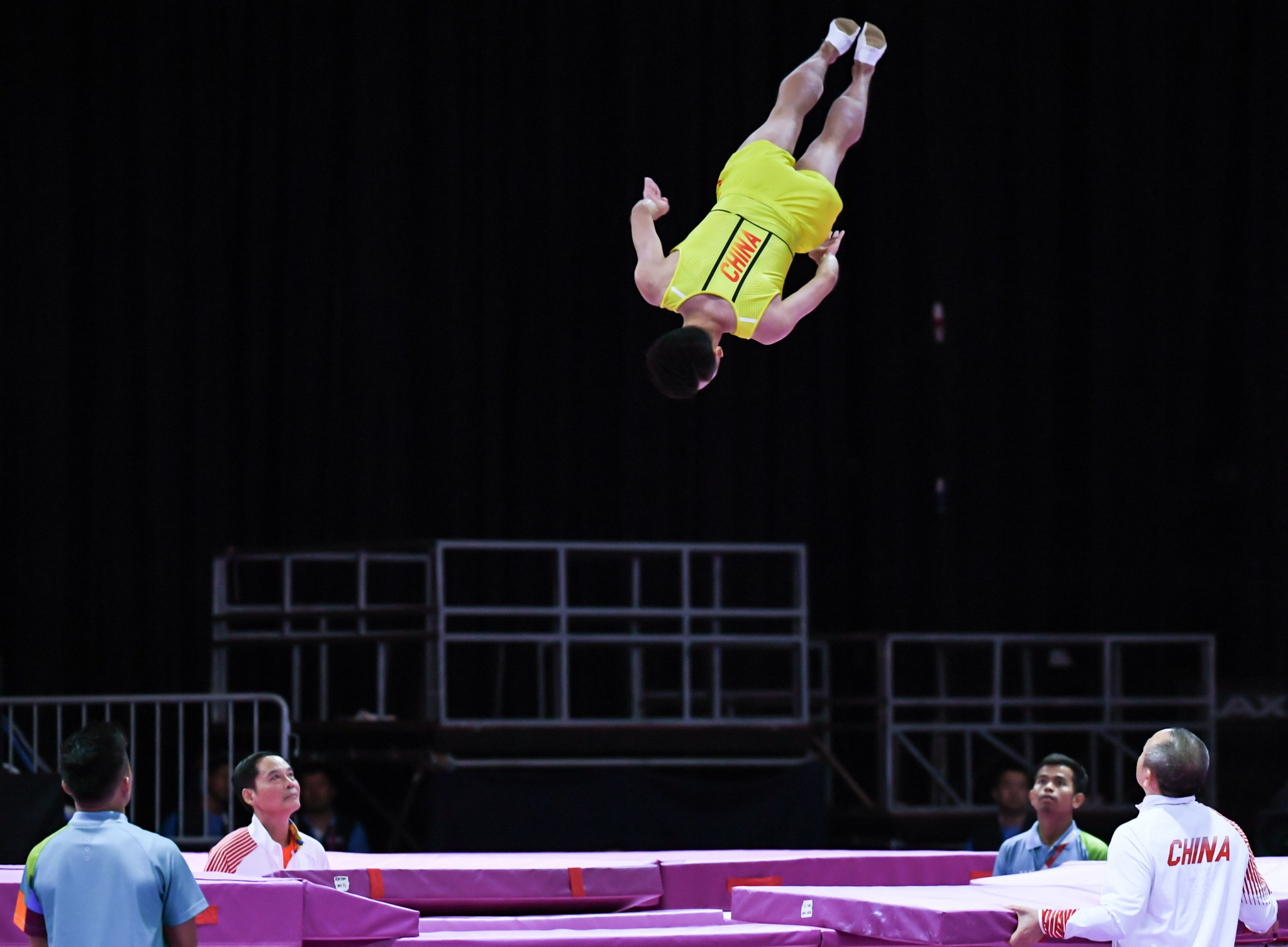 China's Dong Dong won the men's trampoline event for a third successive edition of the Asian Games ©Getty Images