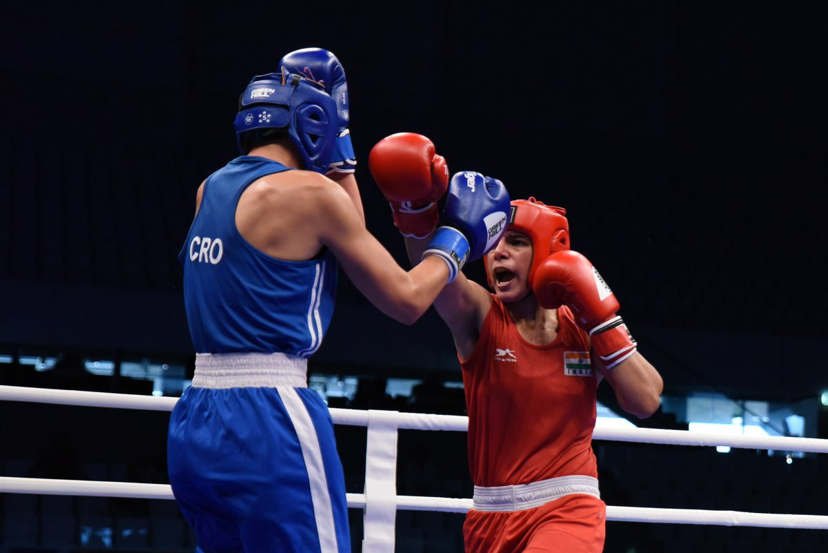 India's Sakshi Ghanghas picked up the third major title of her career as she stopped Nikolina Cacic of Croatia in the third round of the women's featherweight final ©AIBA