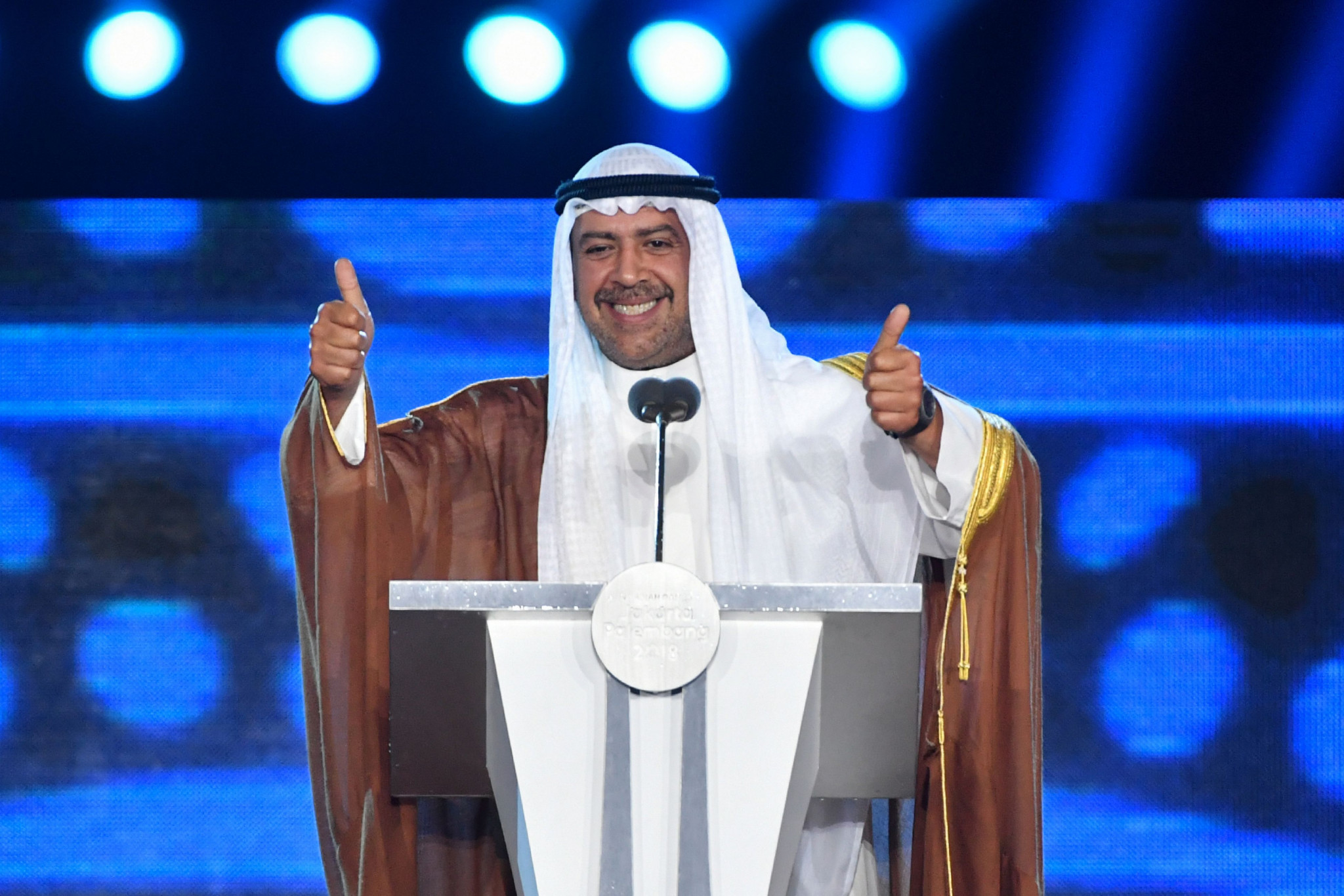 Olympic Council of Asia President Ahmad Al-Fahad Al-Sabah declared the Games officially over ©Getty Images