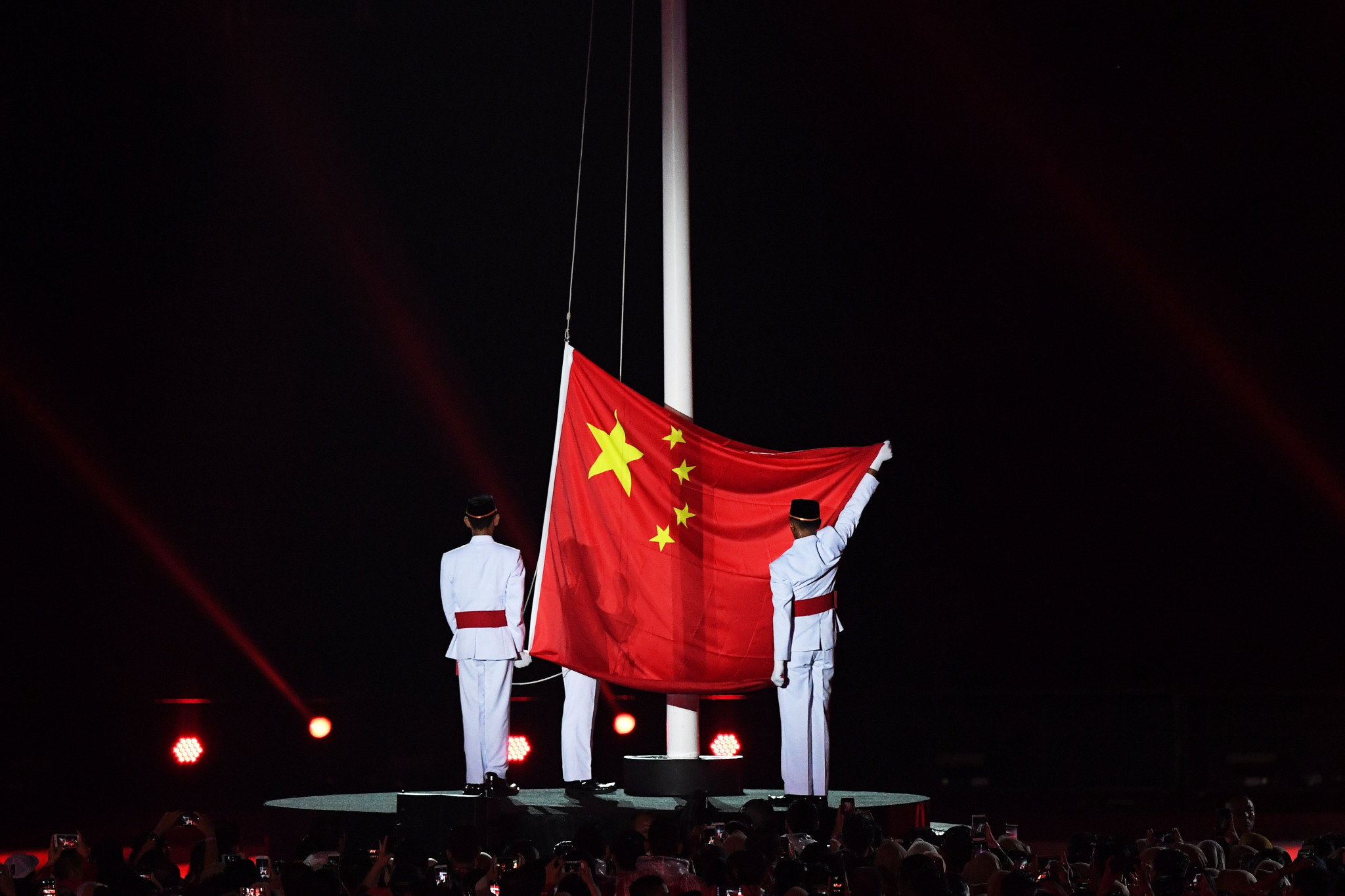 The Chinese national flag was hoisted as part of proceedings ©Getty Images