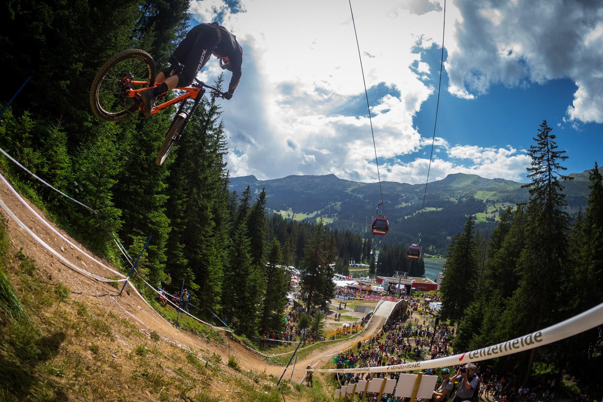 British riders Rachel Atherton and Tahnée Seagrave are favourites in the women's elite downhill event that will take place on the last day of the UCI Mountain Bike World Championships starting at Lenzerheide, pictured, in Switzerland ©UCI