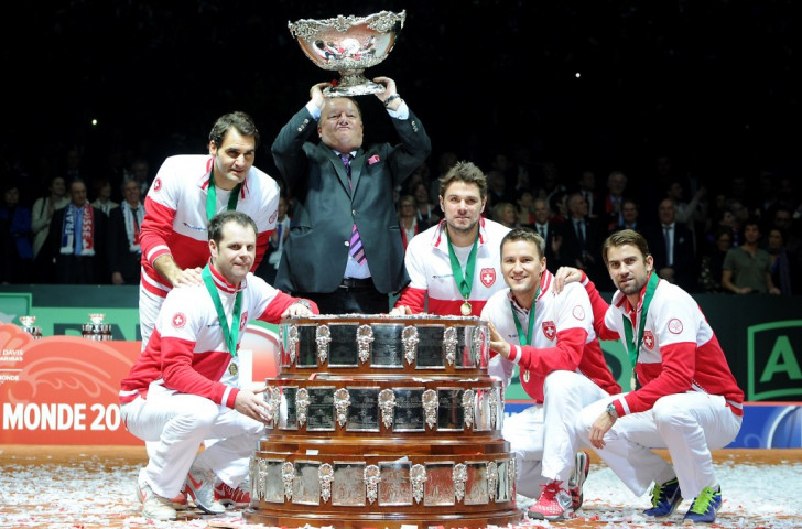 Rene Stammbach, pictured here holding aloft the Davis Cup trophy won last year by Switzerland, has also been elected an ITF vice-president