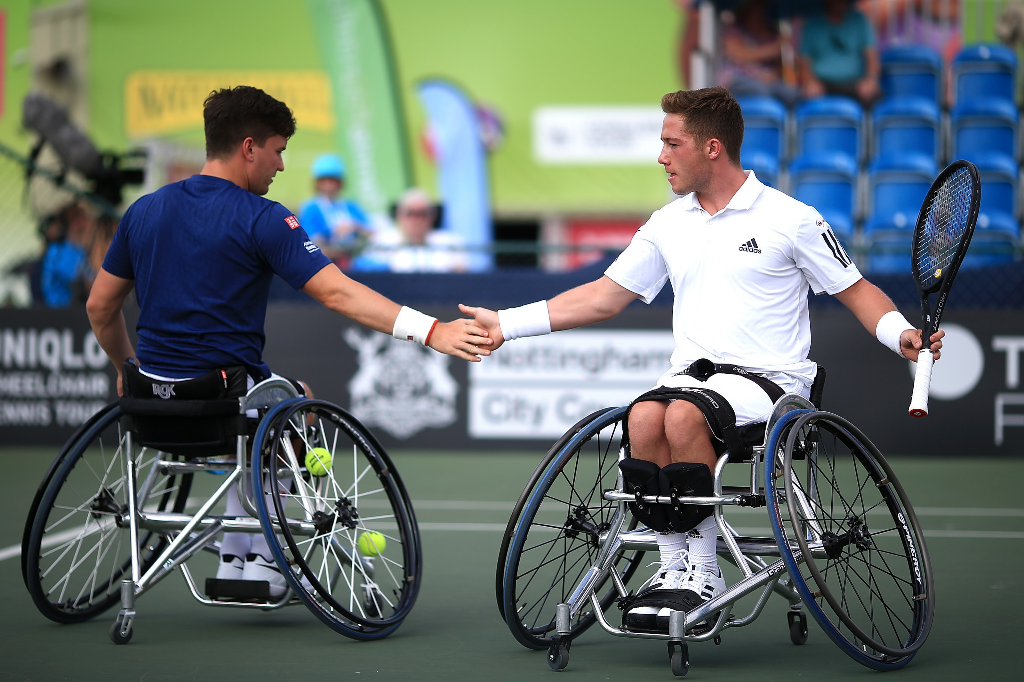 Great Britain's Alfie Hewett and Gordon Reid were able to open the defence of their US Open men's doubles wheelchair tennis title before their match was postponed ©Getty Images