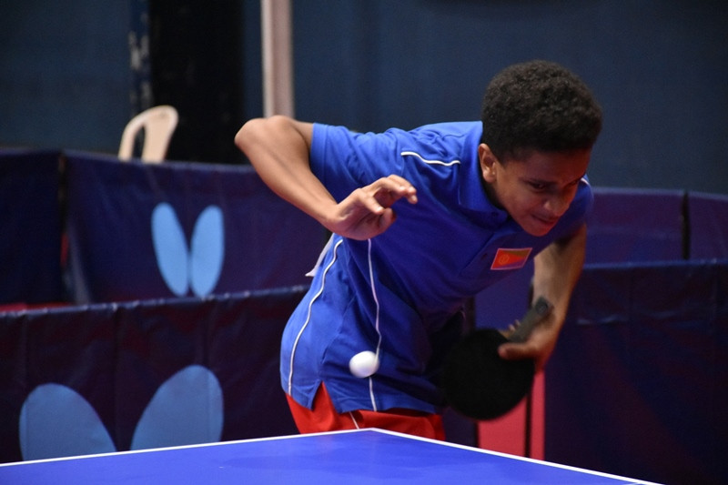 Mikael Joel made history with singles victory for Eritrea ©ITTF