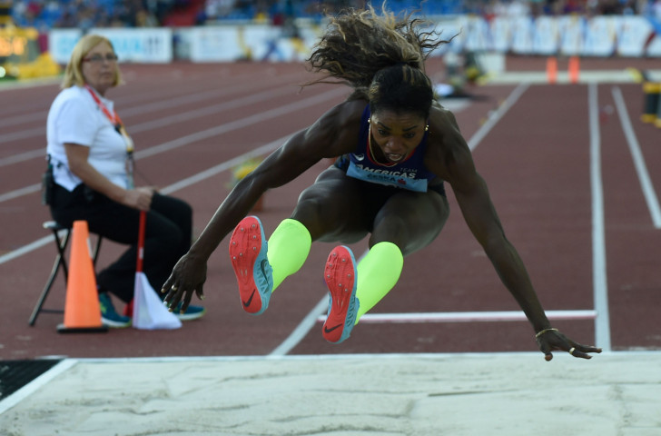 Caterine Ibarguen completed a triple jump/long jump winning double in Ostrava to help Team Americas win the IAAF Continental Cup ©Getty Images  