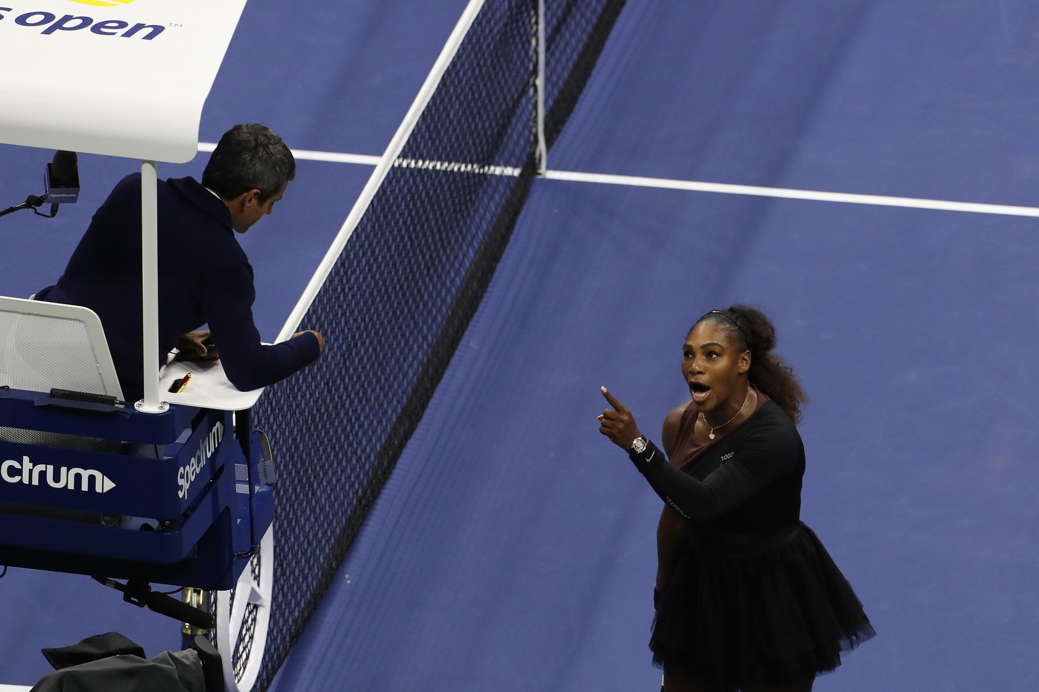Serena Williams confronted the chair umpire after he docked her a game for verbal abuse ©Getty Images