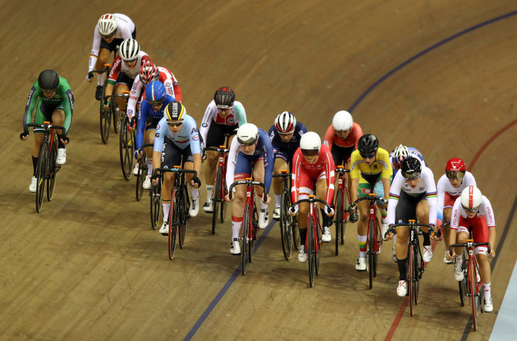 A general view during the women's omnium elimination race approaching a key checkpoint during the track cycling on day five of last month's European Championships in Glasgow ©Getty Images  