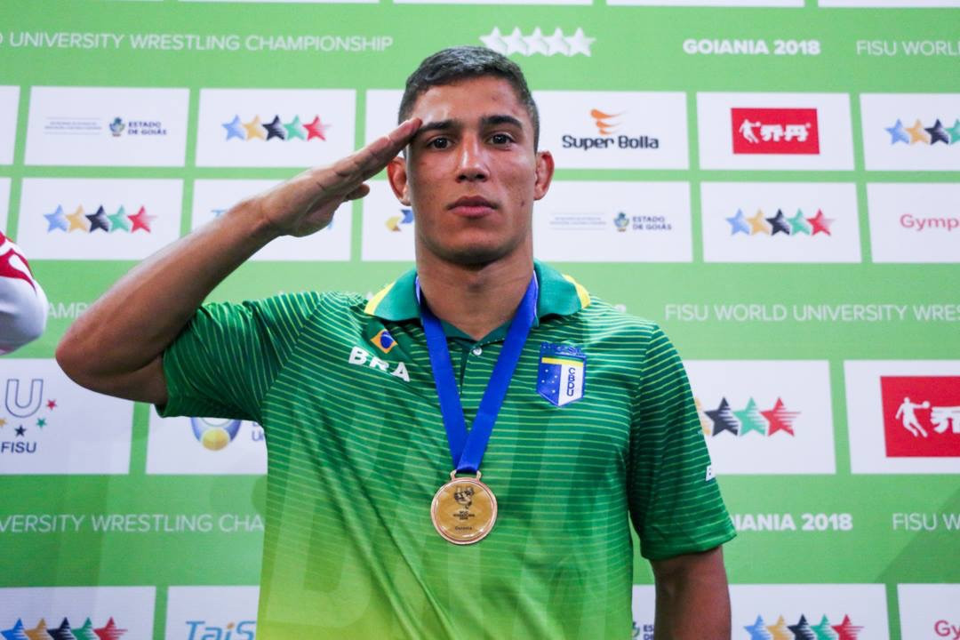 André Pinto was among the Brazilian wrestlers to claim a medal on home soil ©FISU