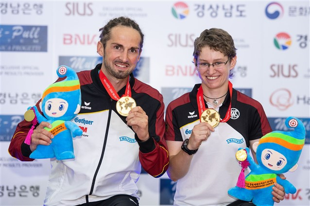 Germany's Kerstin Veronika Schmidt and Michael Herr picked up gold medals in the senior target sprint events ©ISSF