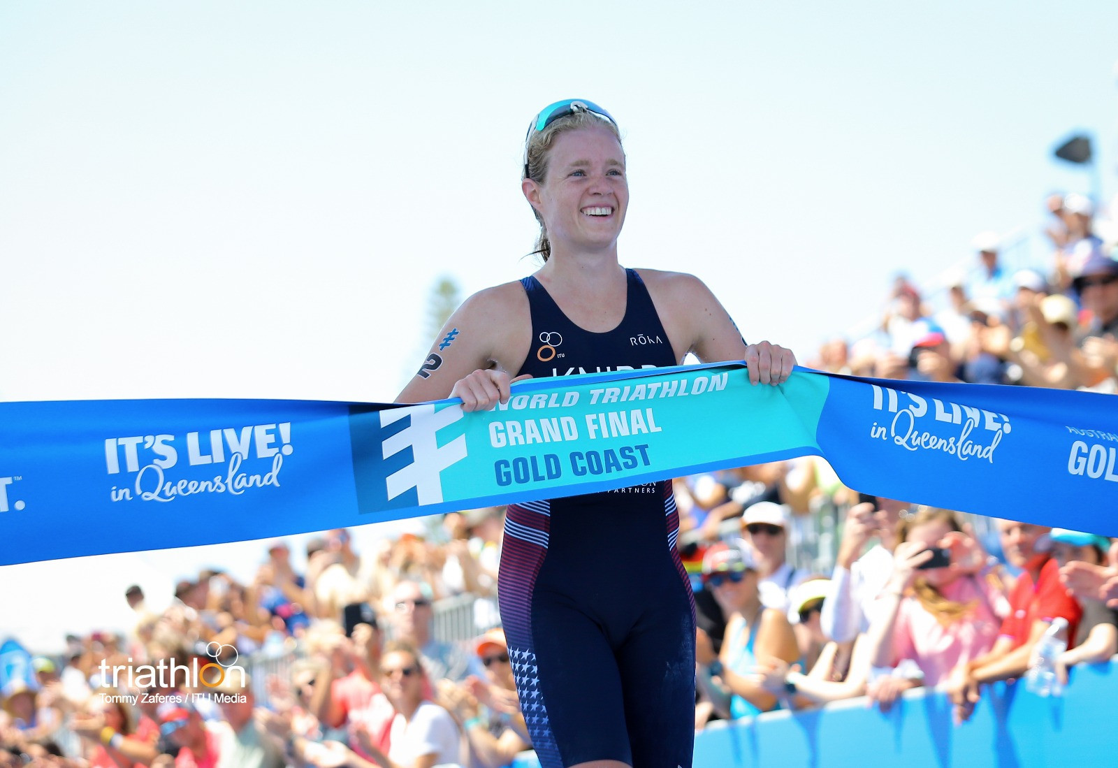 Taylor Knibb of the United States wins the ITU world under-23 women's title on the Gold Coast ©ITU