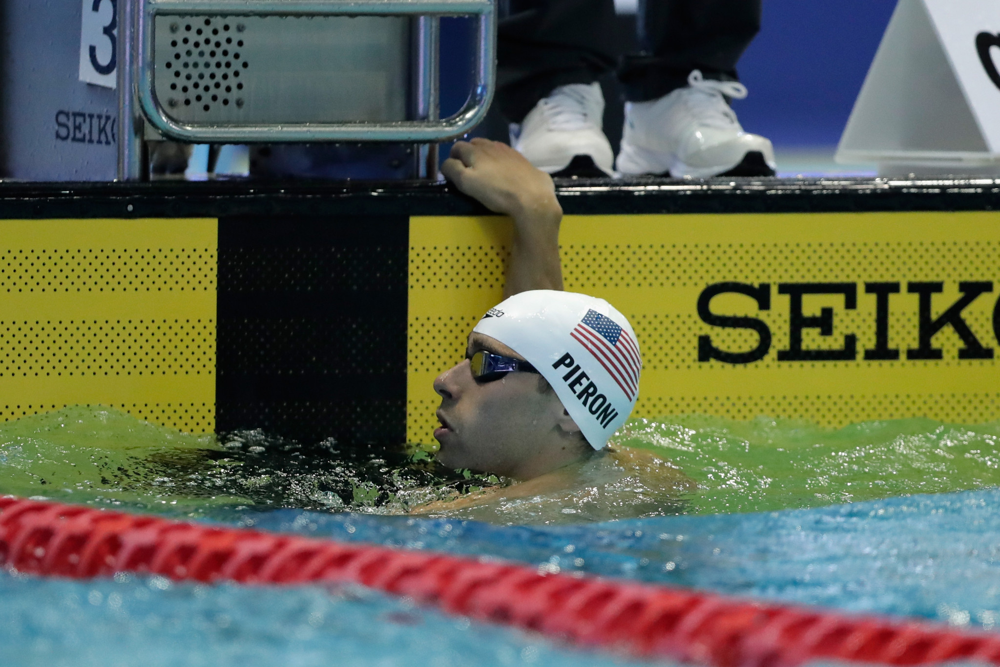 Blake Pieroni from the US set a new World Cup record in the men's 100m freestyle 