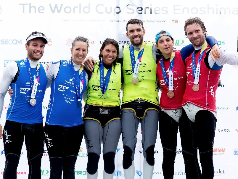 Australian duo claim Nacra 17 gold after controversial medal race at Sailing World Cup in Tokyo