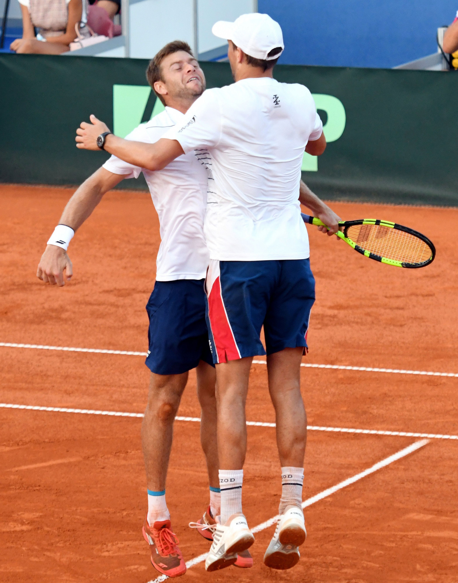 Ryan Harrison, left, and Mike Bryan won an epic doubles match to keep the United States in their tie with Croatia ©Getty Images