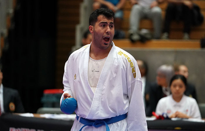 Iran's Sajad Ganjzadeh made it through to the final of the men's kumite over-84kg division  ©World Karate