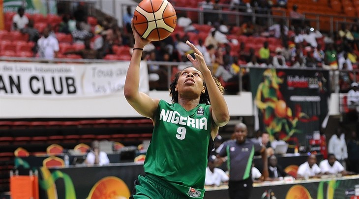 Joyce Ekworomadu finds the basket for Nigeria against Guinea 
