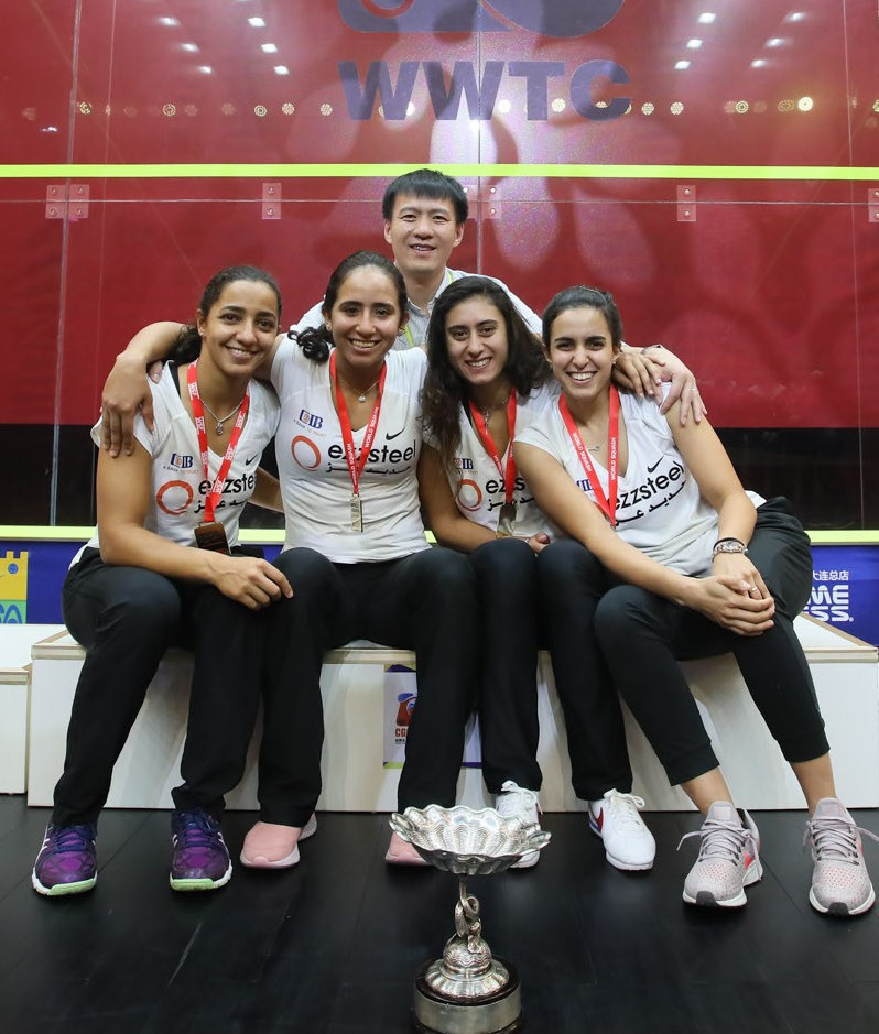 The powerful squad from Egypt retained their Women’s World Team Championships in Dalian ©WSF