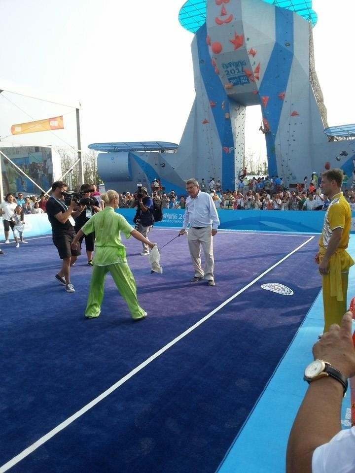 Climbing (in the background) was the surprise recommendation for Tokyo 2020 while, despite appearing alongside it at the Nanjing 2014 Sports Lab, wushu (in foreground) missed out ©ITG