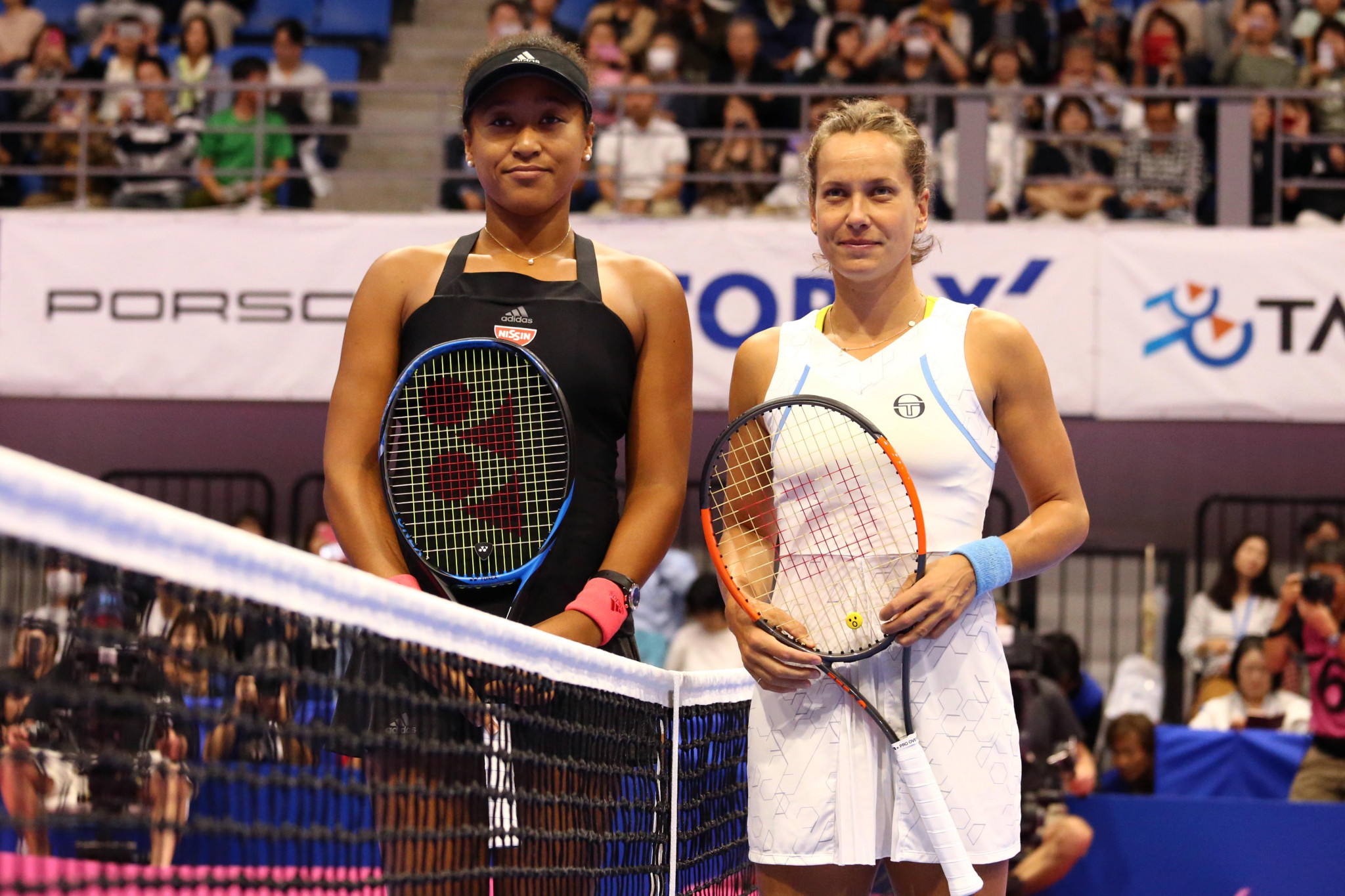 Japan's Naomi Osaka and Czech Barbora Strýcová before their quarter-final at the Pan Pacific Open in Tokyo, which the newly-crownded US Open champion won for her ninth victory in a row ©Getty Images