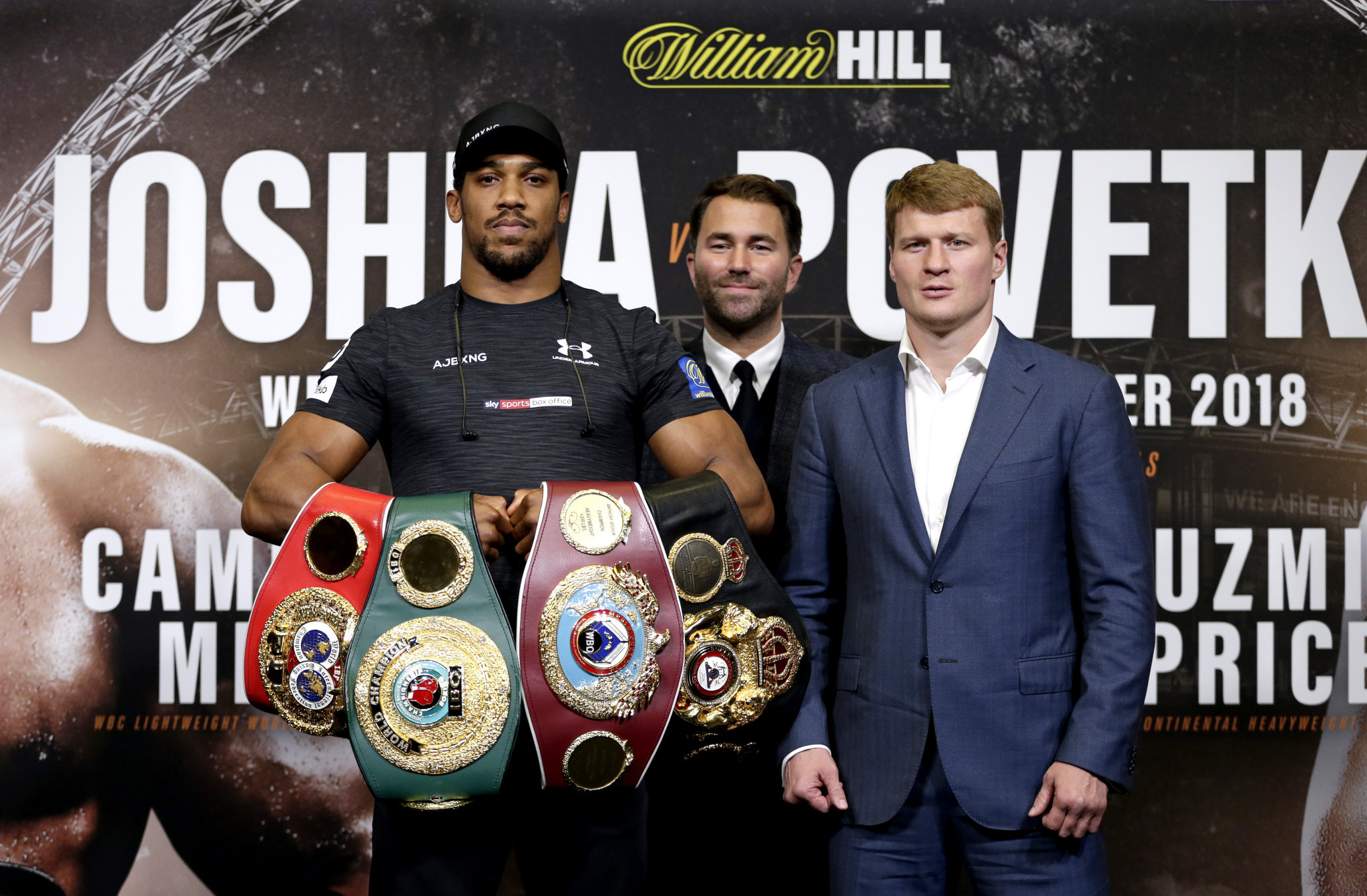 Britain's Anthony Joshua, right, is expected to earn £20 million for his world heavyweight defence against Russia's Alexander Povetkin at Wembley Stadium in London tomorrow night ©Getty Images