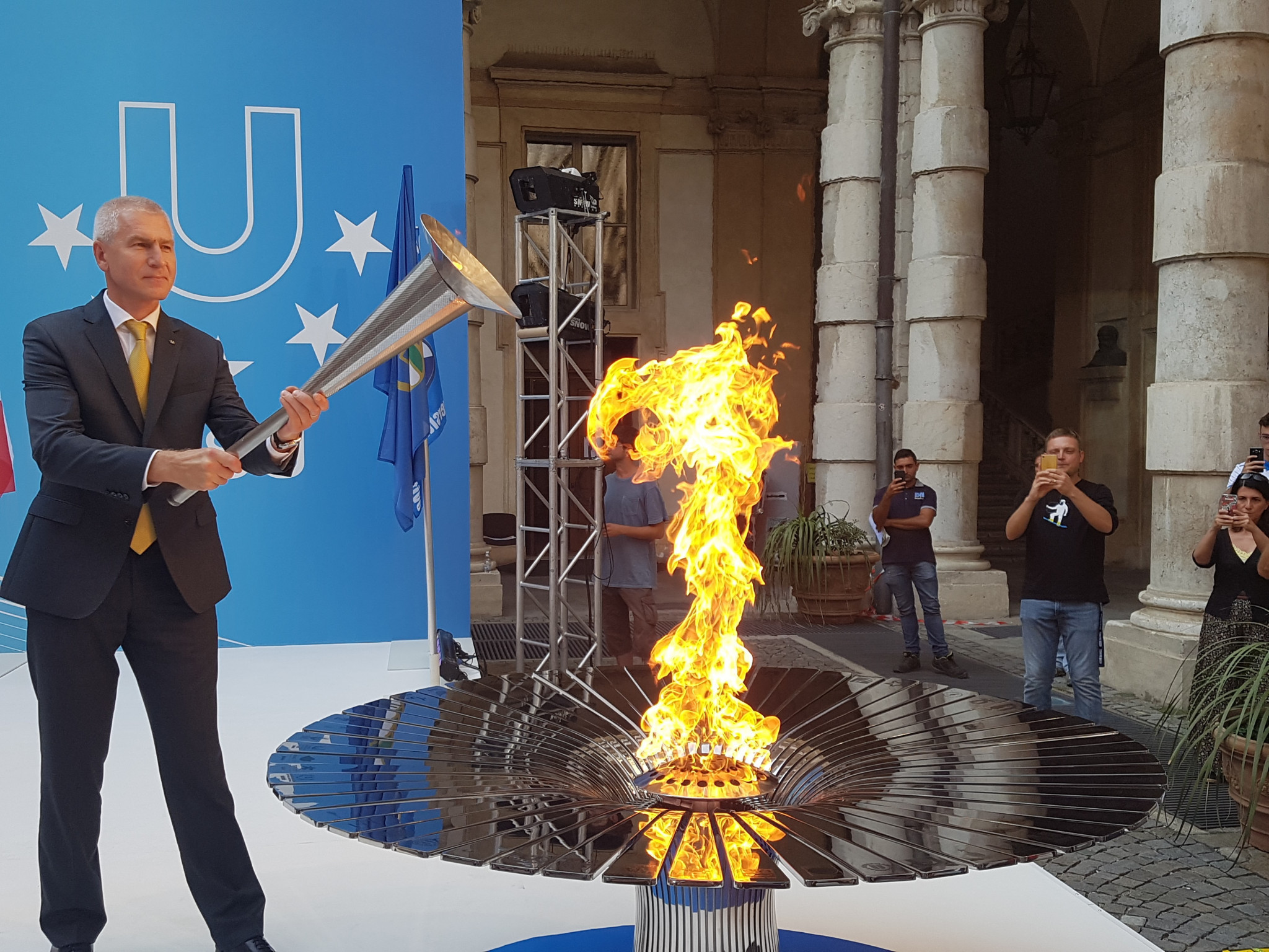The Torch for Krasnoyarsk 2019 was lit at a special ceremony in Turin on Thursday ©FISU