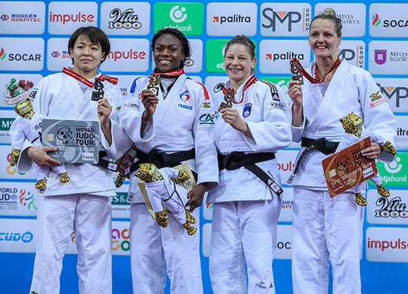 The women's under-63kg medallists ©IJF