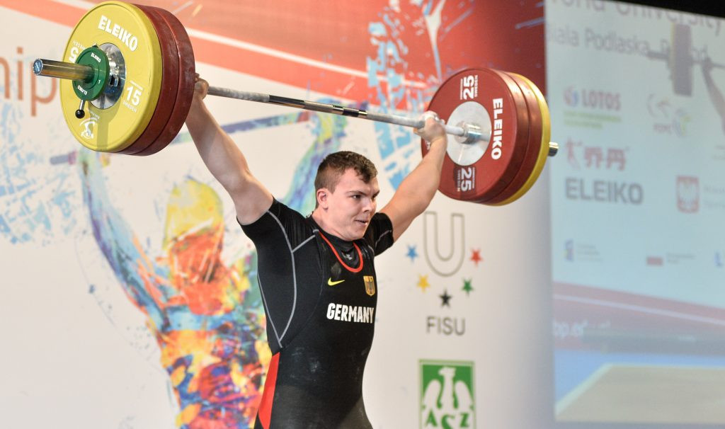 Germany's Bjorn Gunther was one of four winners on the final day of the FISU World University Weightlifting Championships in Biała Podlaska in Poland ©FISU