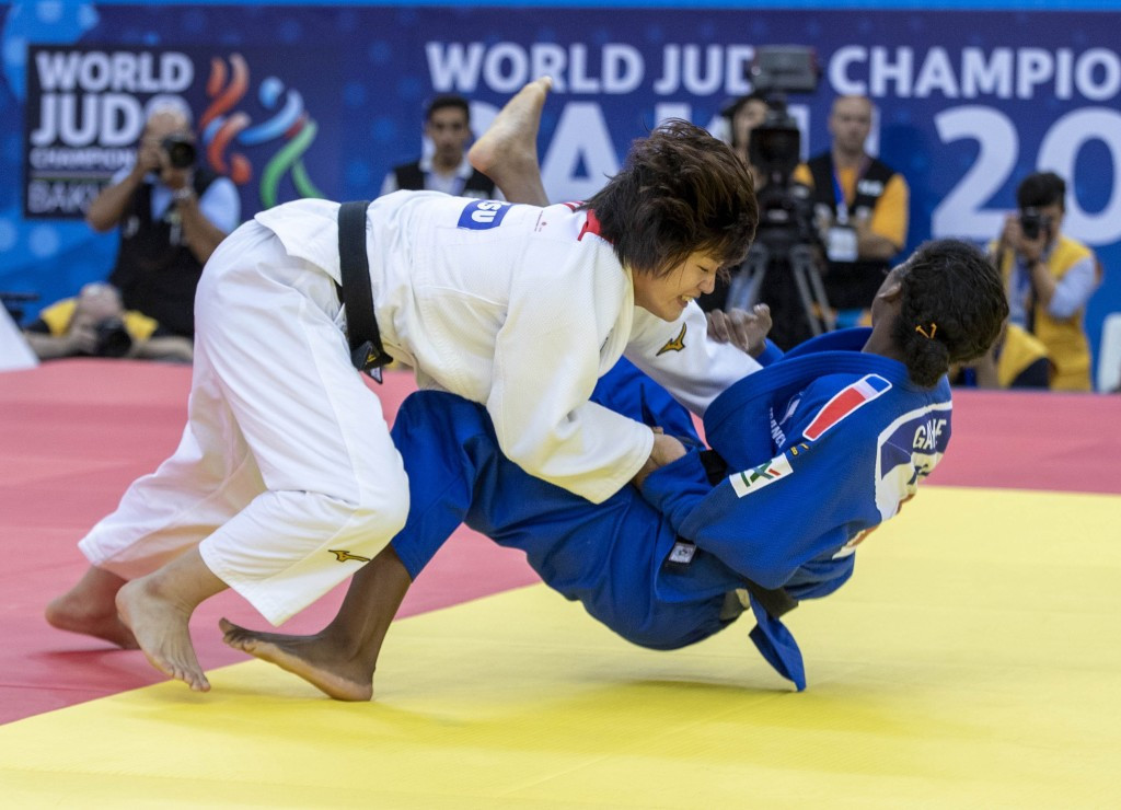 Japan's Chizuru Arai successfully retained her women's under-70 kilograms title on day five of the 2018 World Judo Championships in Baku, beating France's Marie Eve Gahie in the final ©IJF