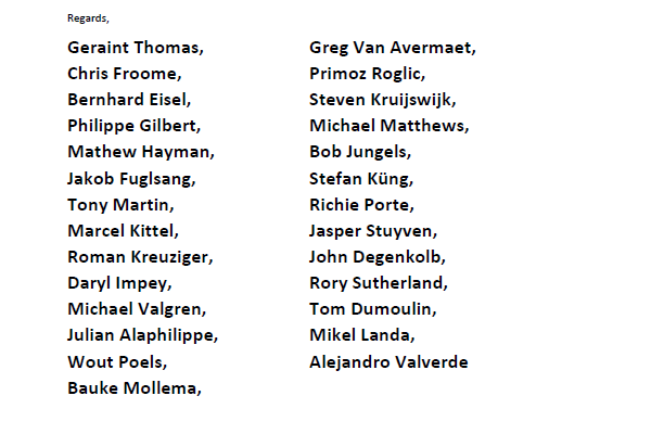 A total of 27 leading riders have signed the letter to the CPA ©ITG