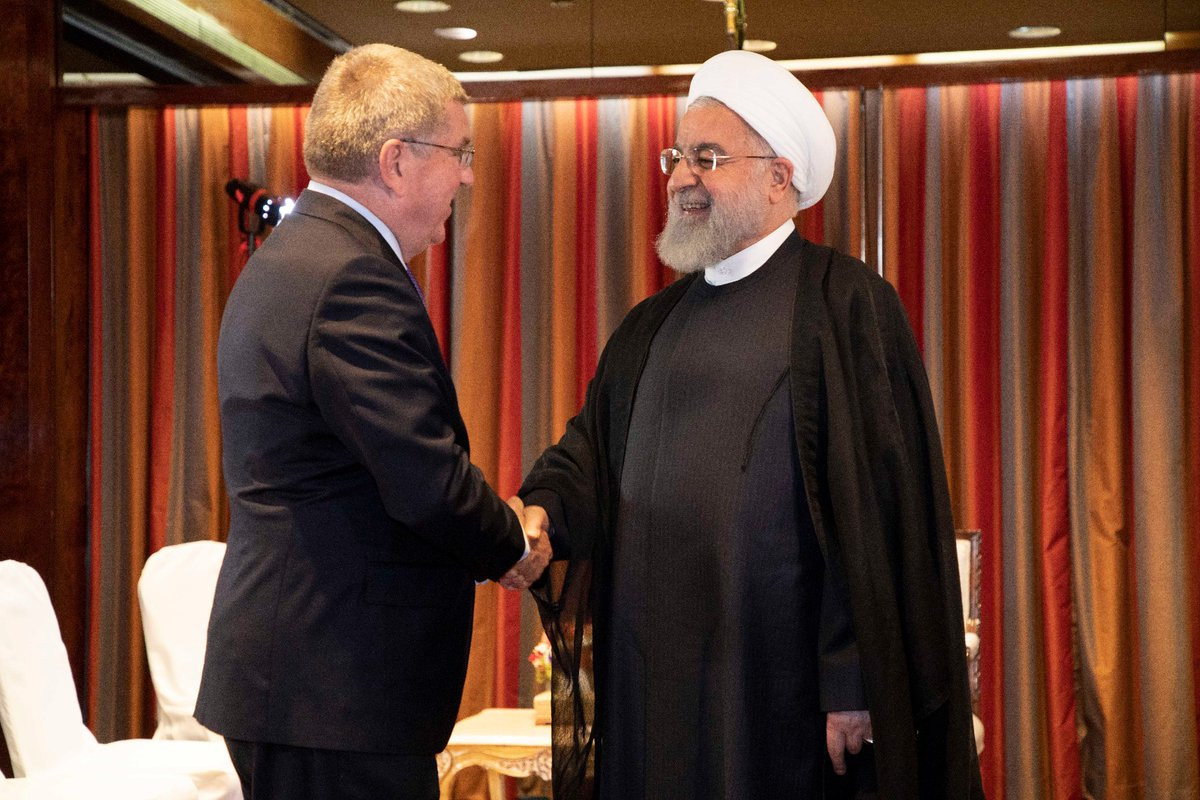IOC President Thomas Bach met with Iranian President Hassan Rouhani at the United Nations ©IOC