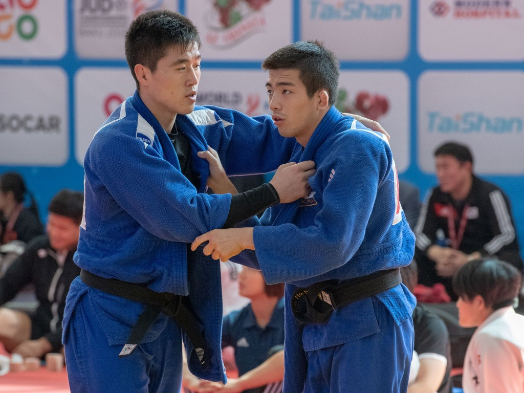 The Unified Korea team have been training together before the mixed event tomorrow ©IJF
