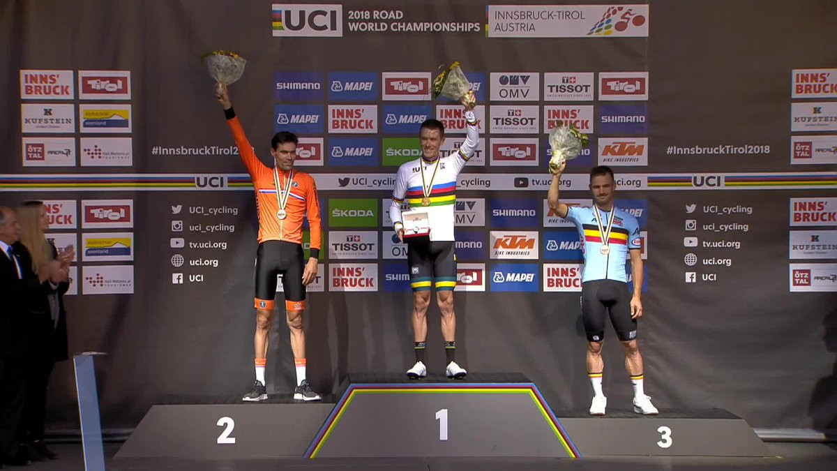 Dennis surges to elite men's time trial title at UCI Road Cycling World Championships