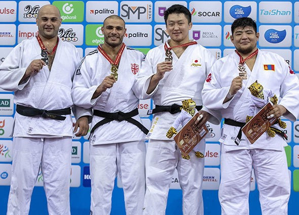 For yet another day, the podium represented four different nations ©IJF