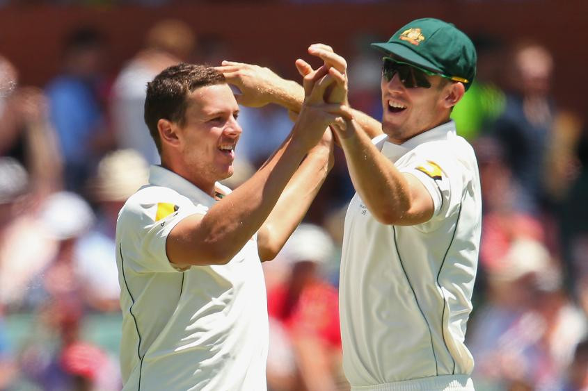 Mitchell Marsh, right, and Josh Hazlewood, left, have been named as Cricket Australia's new Test vice-captains ©ICC