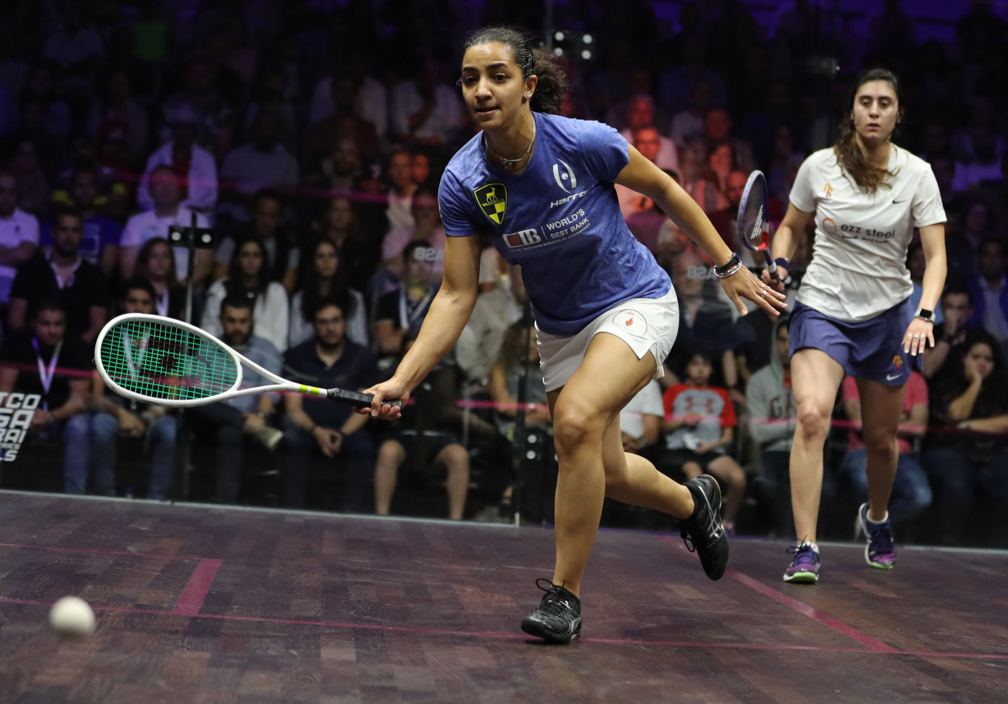 Egypt's Raneem El Welily, centre, will face tough competition in the women's draw from players including last year's winner Sarah-Jane Perry ©Getty Images