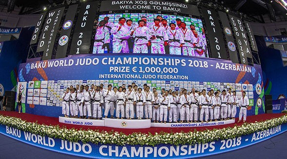 The final 2018 World Judo Championship medallists ©IJF